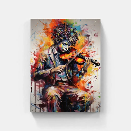 Touteladeco / Toile / Tableau / Cadeau / Peinture / Musique / Pop Art / Street Art / Decoration Salon / Violon / Garçon / Decoration murale
