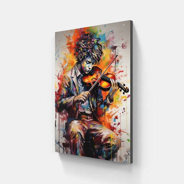 Touteladeco / Toile / Tableau / Cadeau / Peinture / Musique / Pop Art / Street Art / Decoration Salon / Violon / Garçon / Decoration murale