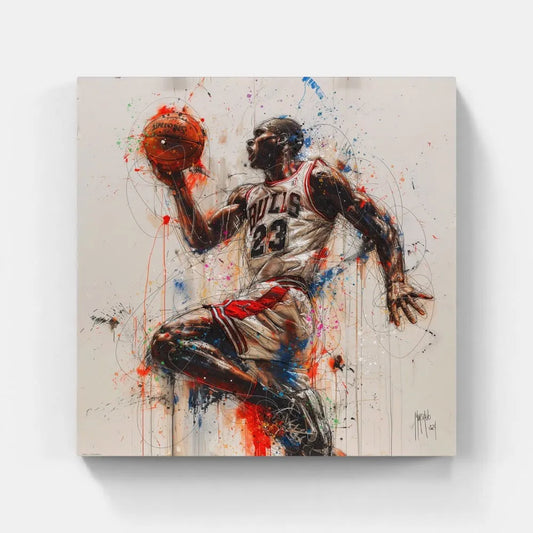 Touteladeco / toile / tableau / Patrice Murciano / Decoration Salon / Cadeau / Anniversaire / Decoration Murale / Sport / Baskets / MIchael Jordan / Air / Ballon