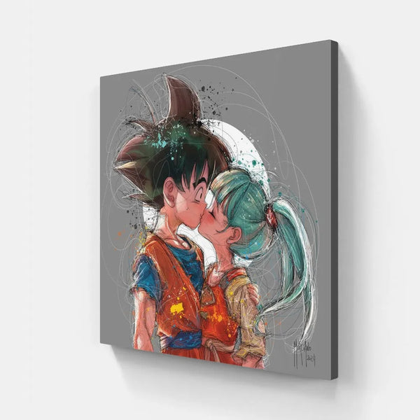 Touteladeco / toile / Tableau / Manga / Anime / Dragon Ball / DBZ / Patrice Murciano / Decoration / Idee Cadeau / Anniversaire / Sangoku / Songoku / Ramen / Decoration Murale / Salon / Chambre / Shenron / Boule de Cristale / PIccolo / Petit Coeur / Bisous