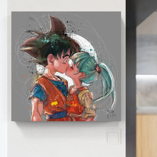 Touteladeco / toile / Tableau / Manga / Anime / Dragon Ball / DBZ / Patrice Murciano / Decoration / Idee Cadeau / Anniversaire / Sangoku / Songoku / Ramen / Decoration Murale / Salon / Chambre / Shenron / Boule de Cristale / PIccolo / Petit Coeur / Bisous