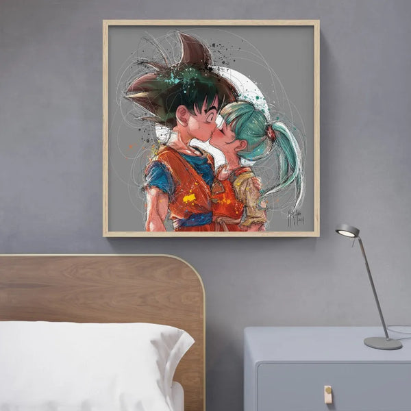 Touteladeco / toile / Tableau / Manga / Anime / Dragon Ball / DBZ / Patrice Murciano / Decoration / Idee Cadeau / Anniversaire / Sangoku / Songoku / Ramen / Decoration Murale / Salon / Chambre / Shenron / Boule de Cristale / PIccolo / Petit Coeur / Bisous