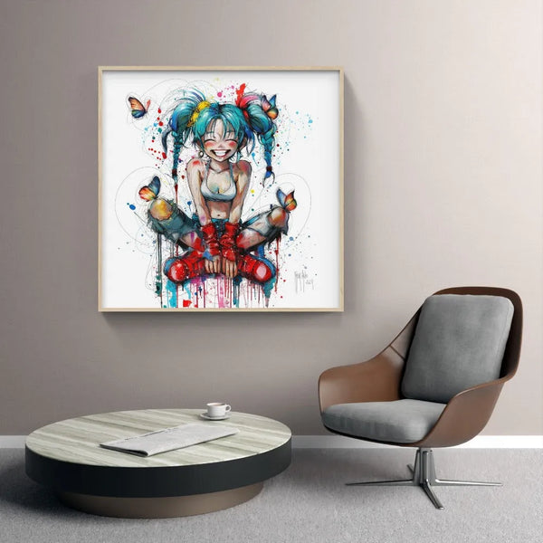 Touteladeco / toile / Tableau / Manga / Anime / Dragon Ball / DBZ / Patrice Murciano / Decoration / Idee Cadeau / Anniversaire / Sangoku / Songoku / Ramen / Decoration Murale / Salon / Chambre / Shenron / Boule de Cristale / Bulma