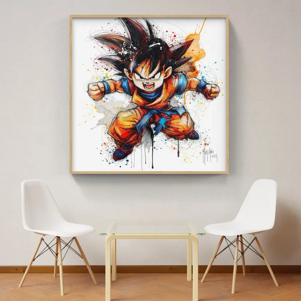 Touteladeco / toile / Tableau / Manga / Anime / Dragon Ball / DBZ / Patrice Murciano / Decoration / Idee Cadeau / Anniversaire / Sangoku / Songoku / Ramen / Decoration Murale / Salon / Chambre / Shenron / Boule de Cristale / Goku / Angry / Colere