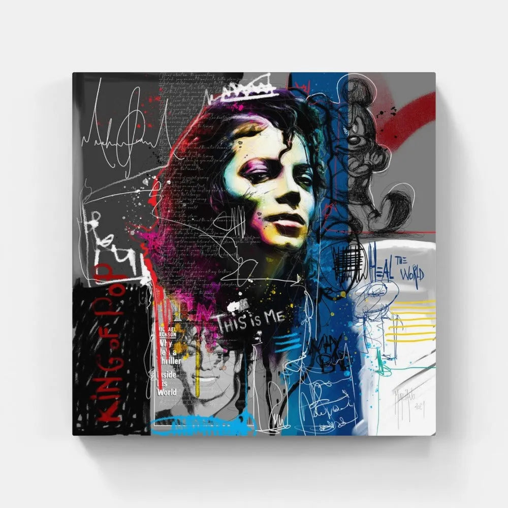 Touteladeco / Tableau Art / Musique / Michael Jackson / Billie Jean / Patrice Murciano / Pop Art / Décoration Murale / Décoration de maison / Moderne / Toile / POP / King / Chanteur