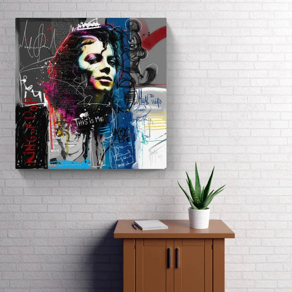 Touteladeco / Tableau Art / Musique / Michael Jackson / Billie Jean / Patrice Murciano / Pop Art / Décoration Murale / Décoration de maison / Moderne / Toile / POP / King / Chanteur