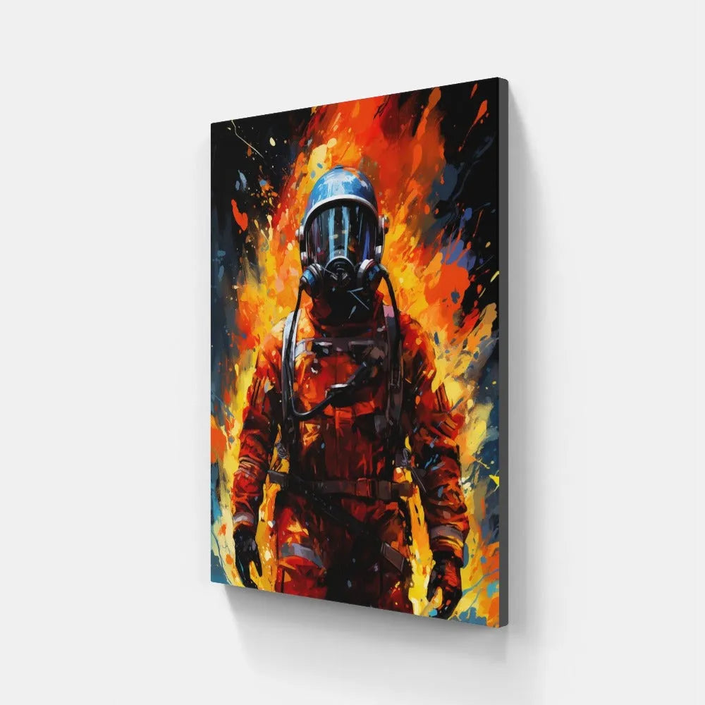 Touteladeco / Cadeau / Toile / Tableau / Cadre / Decoration / Salon / Pop Art / Pompiers / Feu / Heros / Camion