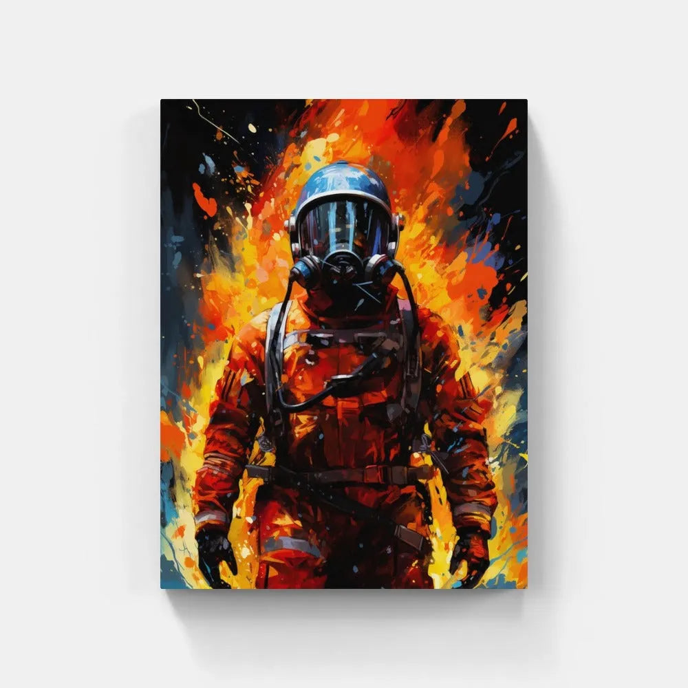 Touteladeco / Cadeau / Toile / Tableau / Cadre / Decoration / Salon / Pop Art / Pompiers / Feu / Heros / Camion