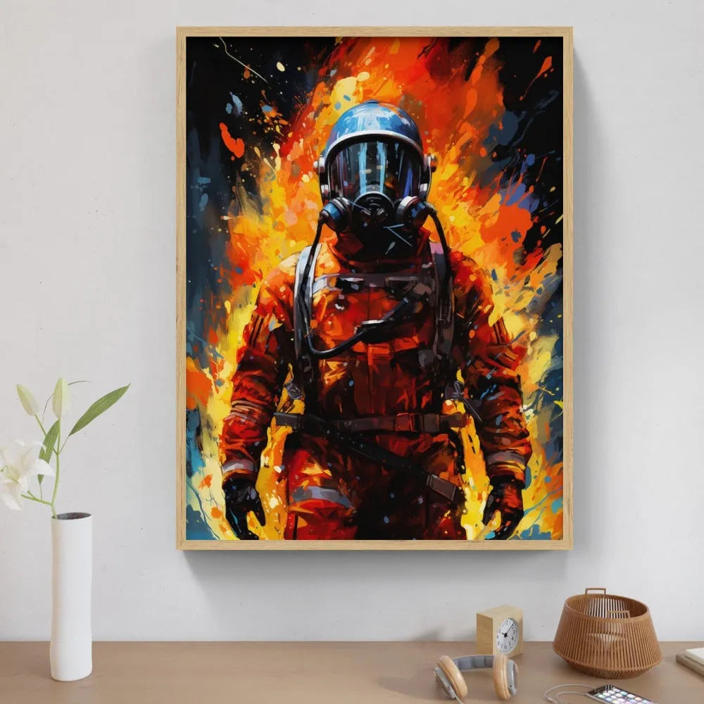 Touteladeco / Cadeau / Toile / Tableau / Cadre / Decoration / Salon / Pop Art / Pompiers / Feu / Heros / Camion