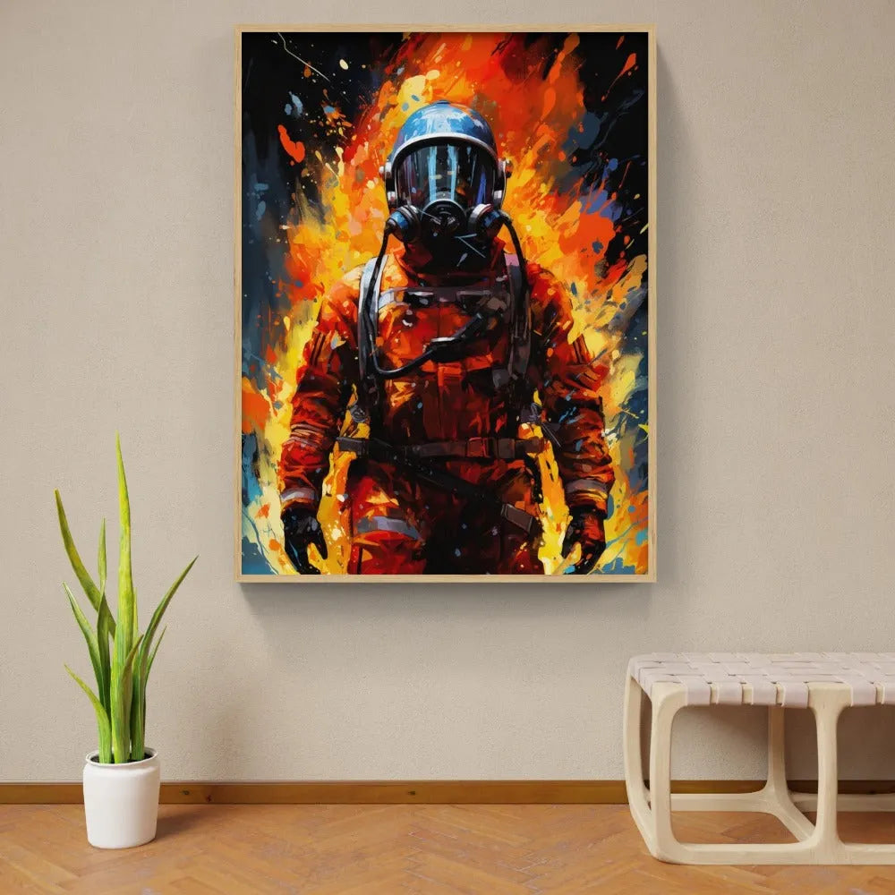 Touteladeco / Cadeau / Toile / Tableau / Cadre / Decoration / Salon / Pop Art / Pompiers / Feu / Heros / Camion