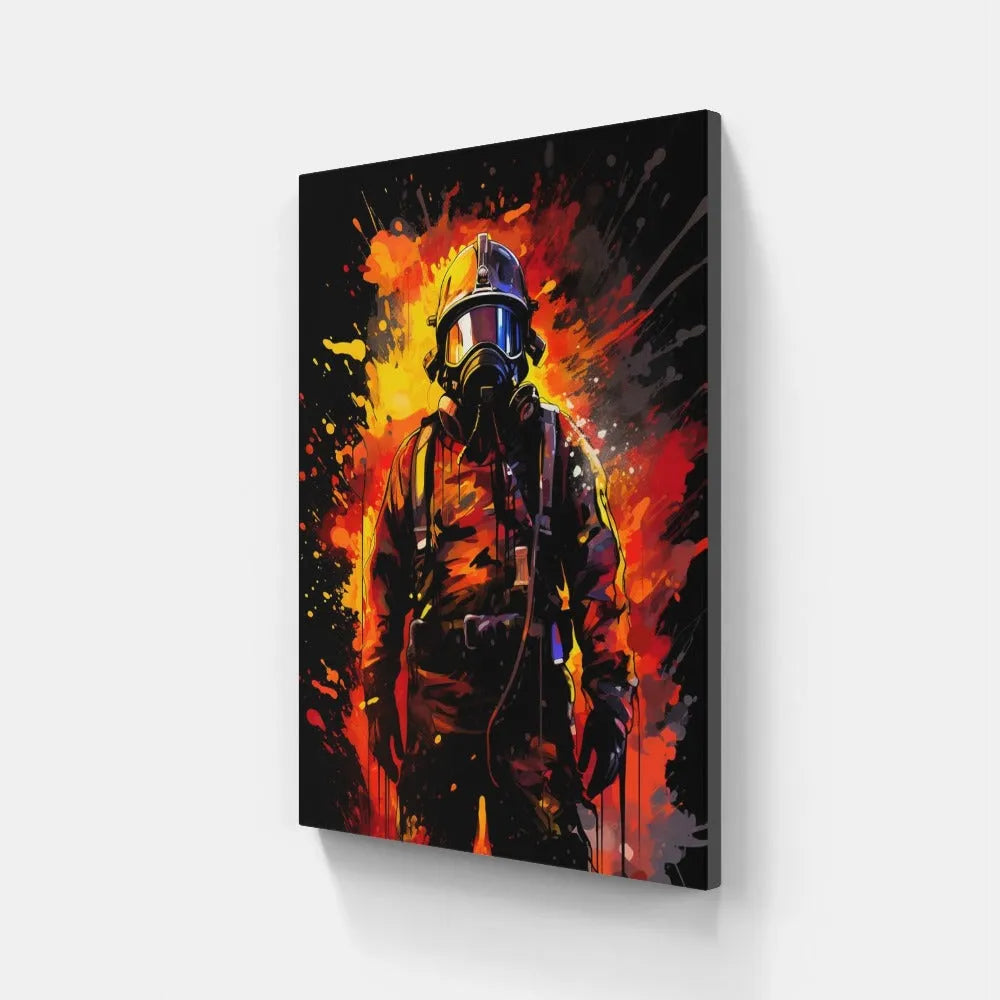 Touteladeco / Cadeau / Toile / Tableau / Cadre / Decoration / Salon / Pop Art / Pompiers / Feu / Heros / Camion