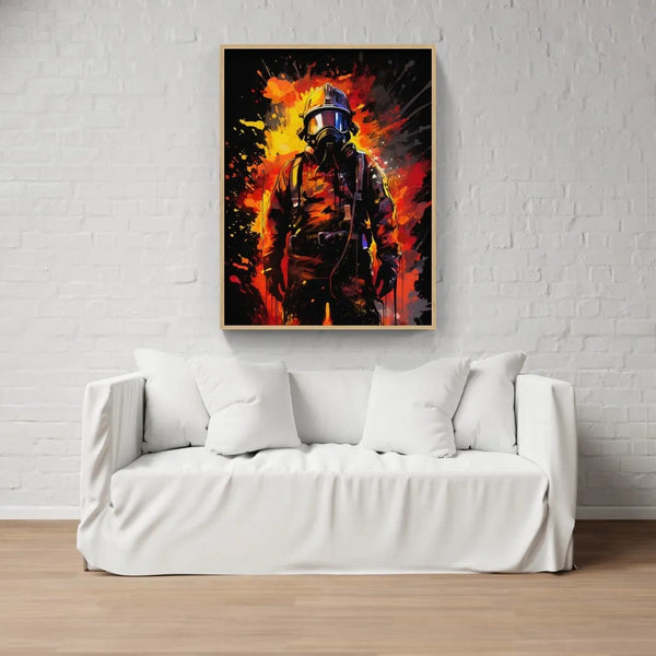Touteladeco / Cadeau / Toile / Tableau / Cadre / Decoration / Salon / Pop Art / Pompiers / Feu / Heros / Camion