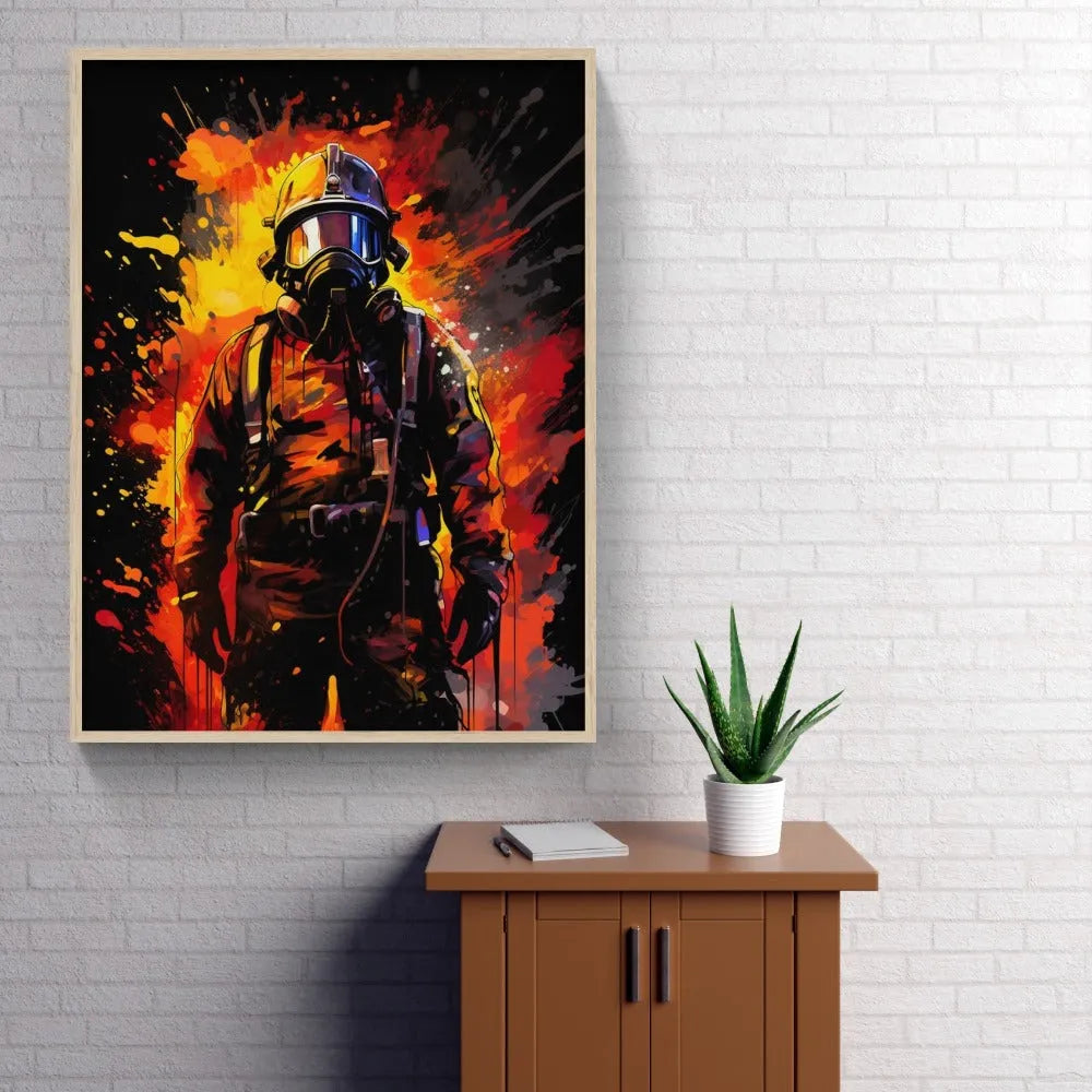 Touteladeco / Cadeau / Toile / Tableau / Cadre / Decoration / Salon / Pop Art / Pompiers / Feu / Heros / Camion