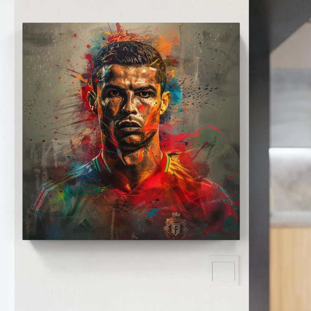 Touteladeco / Toile / Tableau / Decoration Salon / Chambre / Sport / Fotball / Ballon / Cadeau / Cristiano Ronaldo / Ballon d'or / Ronaldo / Real Madrid
