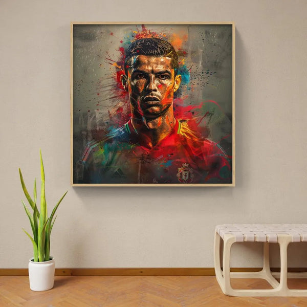 Touteladeco / Toile / Tableau / Decoration Salon / Chambre / Sport / Fotball / Ballon / Cadeau / Cristiano Ronaldo / Ballon d'or / Ronaldo / Real Madrid
