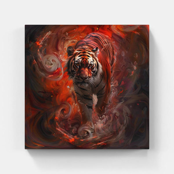 Touteladeco / Tableau Pop Art / Animaux / Décoration Murale / Décoration de maison / Moderne / Toile / Pop Art / Tigre / Felin / Graffiti / Couleur / Rouge Fusion