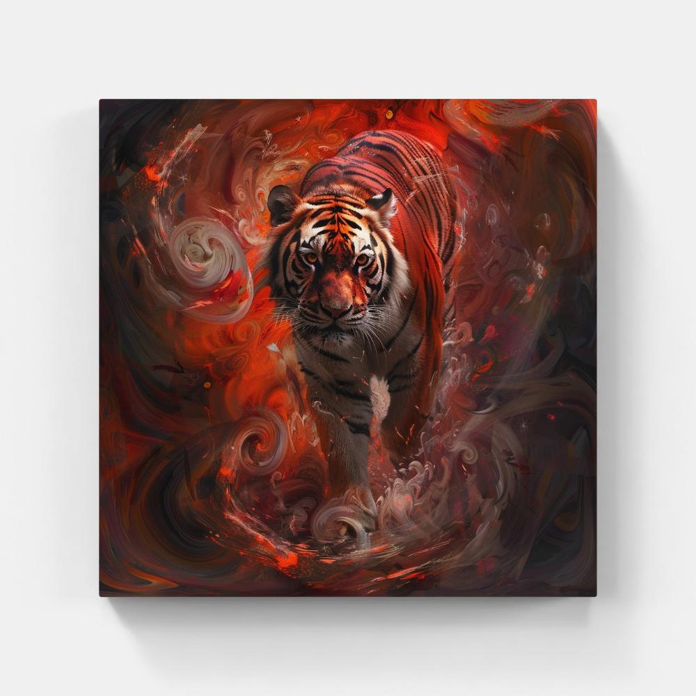 Touteladeco / Tableau Pop Art / Animaux / Décoration Murale / Décoration de maison / Moderne / Toile / Pop Art / Tigre / Felin / Graffiti / Couleur / Rouge Fusion