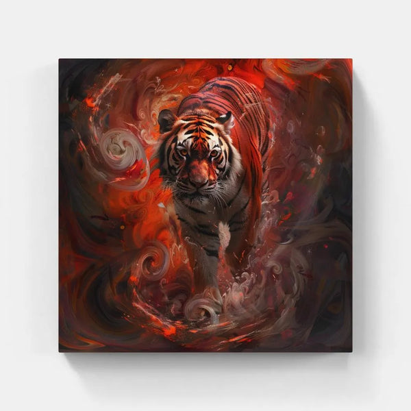 Touteladeco / Tableau Pop Art / Animaux / Décoration Murale / Décoration de maison / Moderne / Toile / Pop Art / Tigre / Felin / Graffiti / Couleur / Rouge Fusion