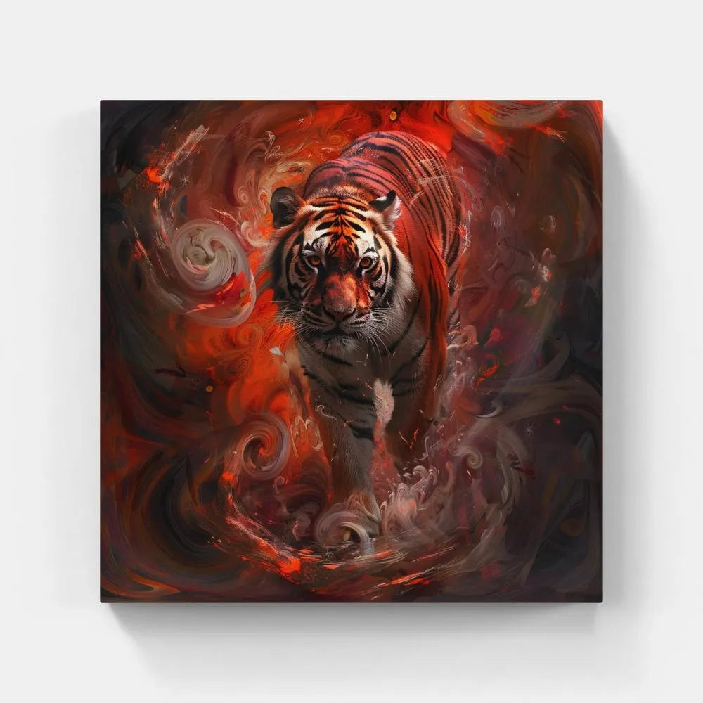 Touteladeco / Tableau Pop Art / Animaux / Décoration Murale / Décoration de maison / Moderne / Toile / Pop Art / Tigre / Felin / Graffiti / Couleur / Rouge Fusion