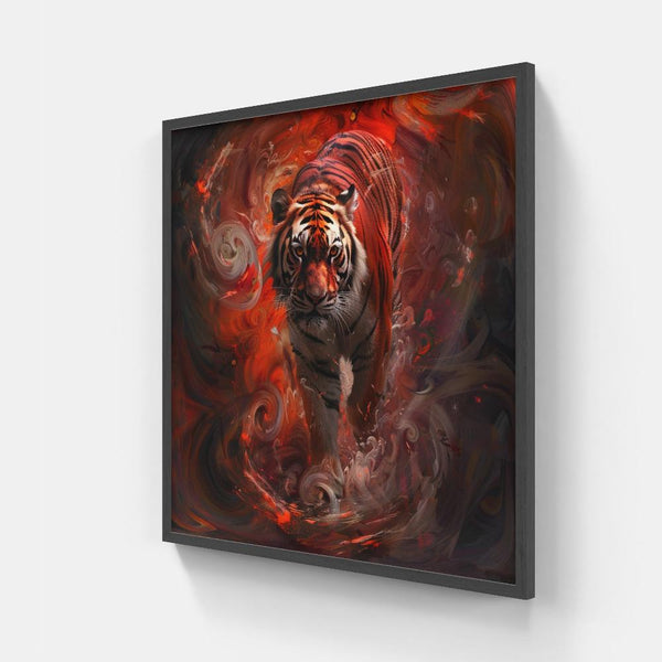 Touteladeco / Tableau Pop Art / Animaux / Décoration Murale / Décoration de maison / Moderne / Toile / Pop Art / Tigre / Felin / Graffiti / Couleur / Rouge Fusion