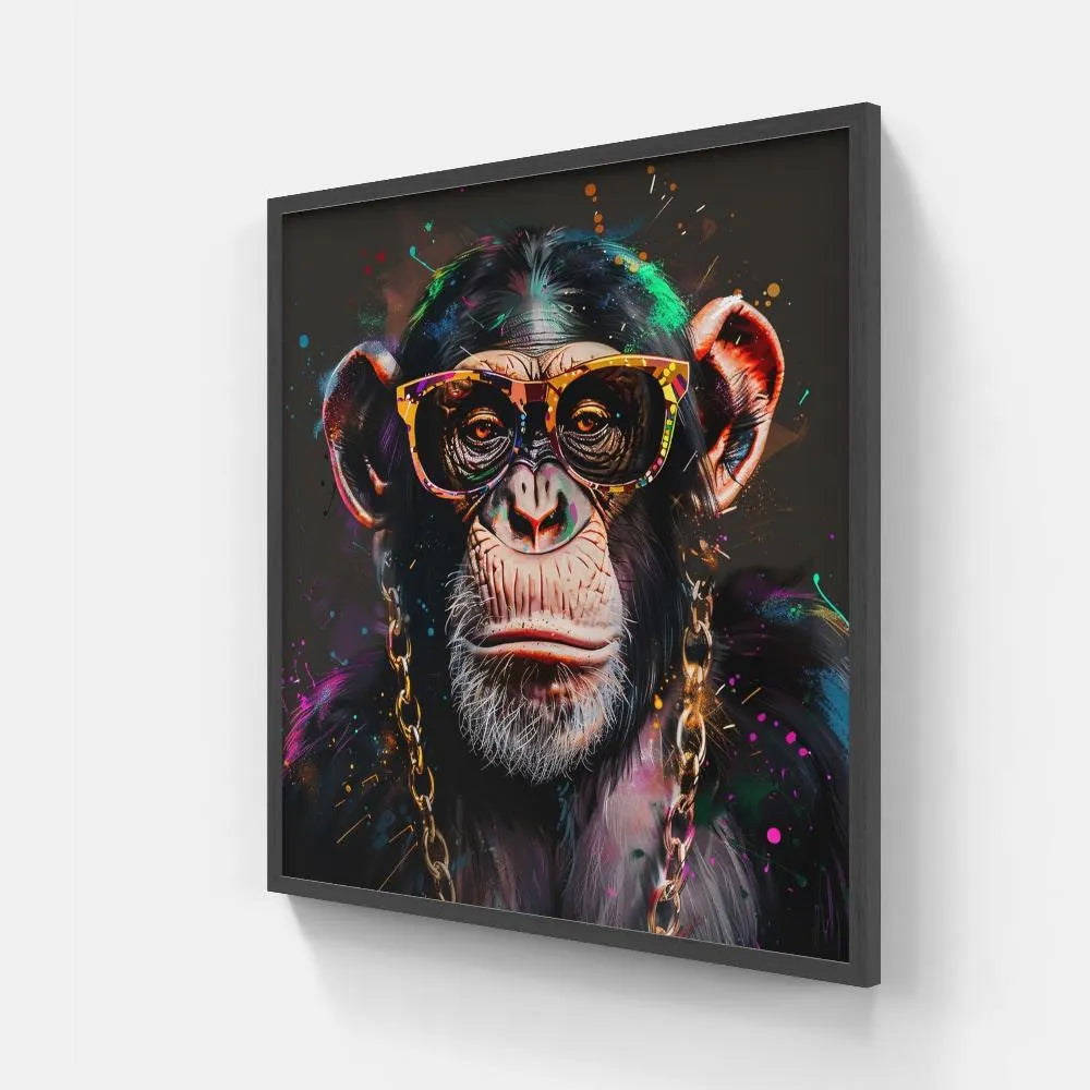 Touteladeco / Bijoux / Pop Art / Collier en OR / Bling Bling / toile / singe / animaux / graffiti / dj / casque / tableaux  / decoration / Cadeau