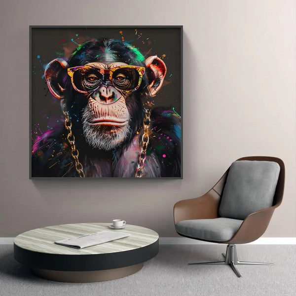 Touteladeco / Bijoux / Pop Art / Collier en OR / Bling Bling / toile / singe / animaux / graffiti / dj / casque / tableaux  / decoration / Cadeau