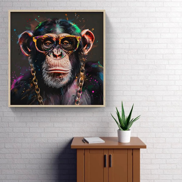 Touteladeco / Bijoux / Pop Art / Collier en OR / Bling Bling / toile / singe / animaux / graffiti / dj / casque / tableaux  / decoration / Cadeau