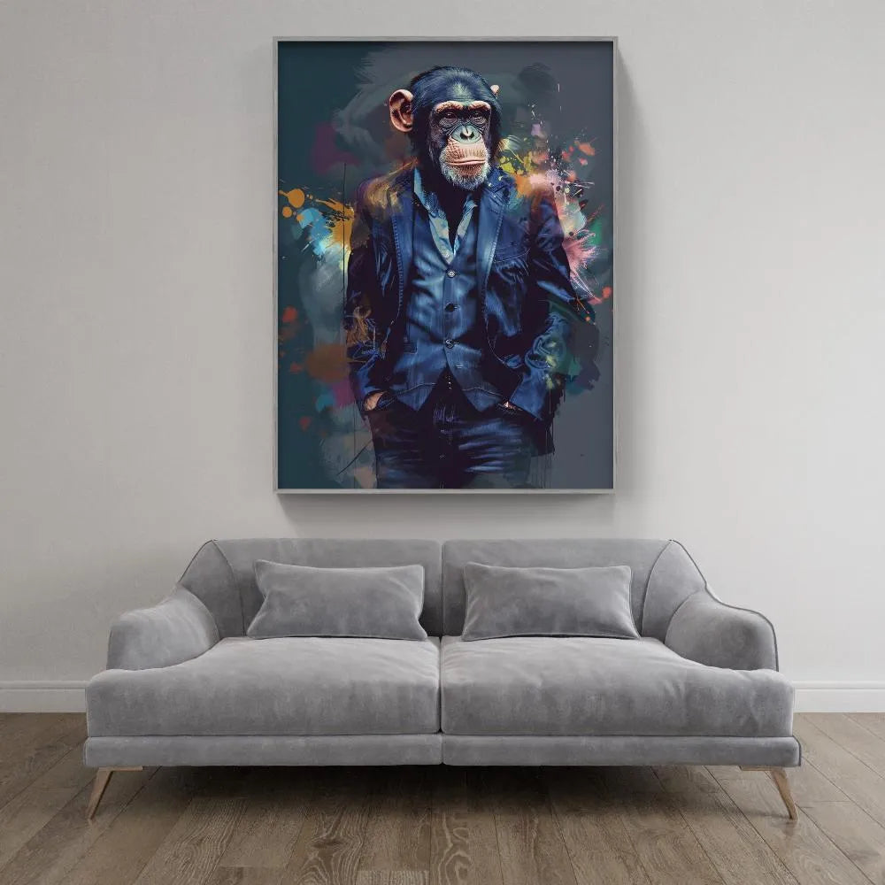 Touteladeco / Tableau Pop Art / Singe / Décoration Murale / Moderne / Pop Art / Couleur / Graffiti / Toile / Tableau / Cadeau / Businessman / Costume