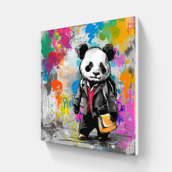Touteladeco / Tableau / Toile / Animaux / Panda / Décoration Murale / Décoration de maison / Moderne / Costume / Enfant / Ecole / Pop Art / Graffiti