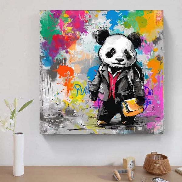 Touteladeco / Tableau / Toile / Animaux / Panda / Décoration Murale / Décoration de maison / Moderne / Costume / Enfant / Ecole / Pop Art / Graffiti