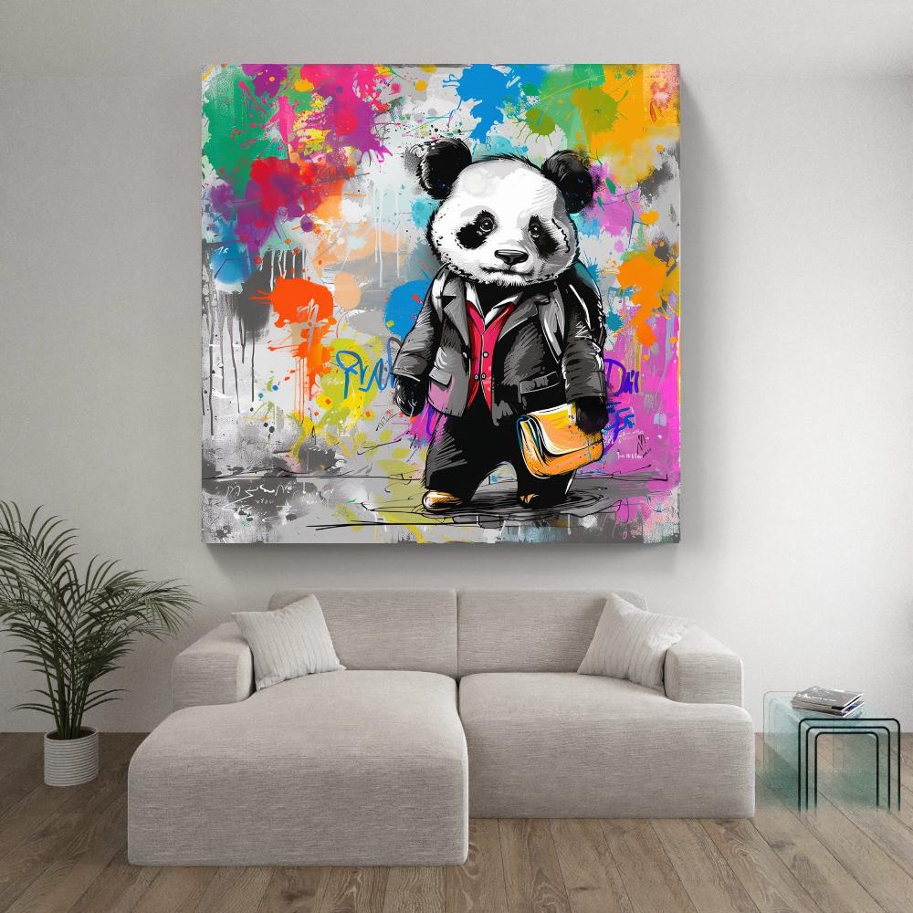 Touteladeco / Tableau / Toile / Animaux / Panda / Décoration Murale / Décoration de maison / Moderne / Costume / Enfant / Ecole / Pop Art / Graffiti