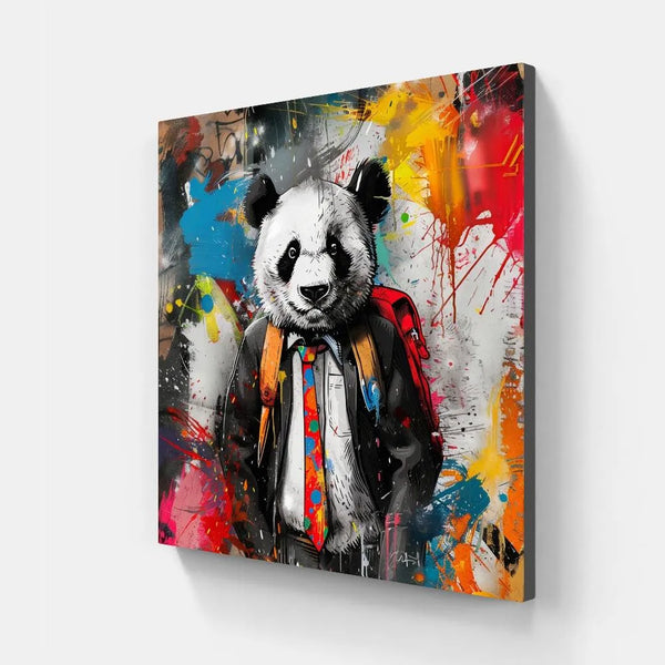Touteladeco / Tableau / Toile / Animaux / Panda / Décoration Murale / Décoration de maison / Moderne / Costume / Etudiant / Ecole / Pop Art / Graffiti / Sac à dos
