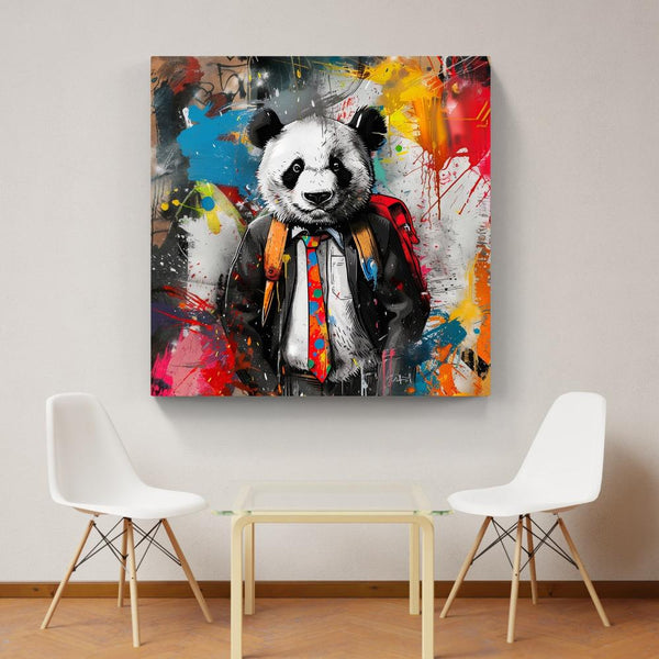 Touteladeco / Tableau / Toile / Animaux / Panda / Décoration Murale / Décoration de maison / Moderne / Costume / Etudiant / Ecole / Pop Art / Graffiti / Sac à dos