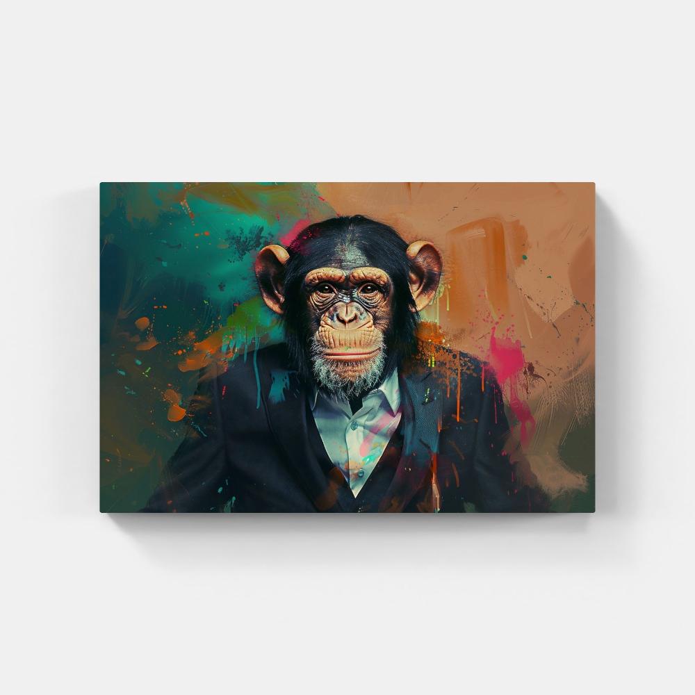 Touteladeco / Tableau Pop Art / Singe / Décoration Murale / Moderne / Pop Art / Couleur / Graffiti / Toile / Tableau / Cadeau / Businessman / Costume