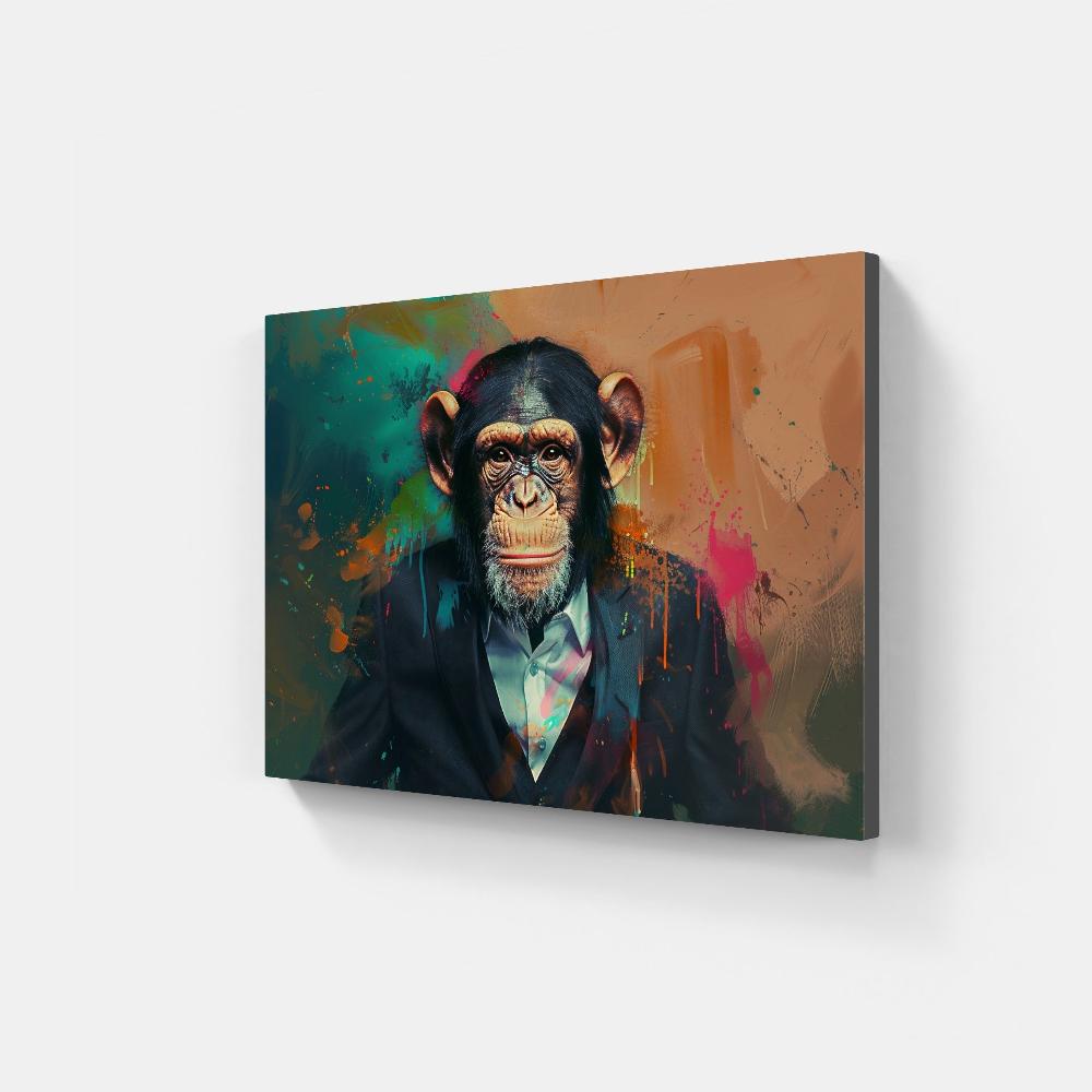 Touteladeco / Tableau Pop Art / Singe / Décoration Murale / Moderne / Pop Art / Couleur / Graffiti / Toile / Tableau / Cadeau / Businessman / Costume