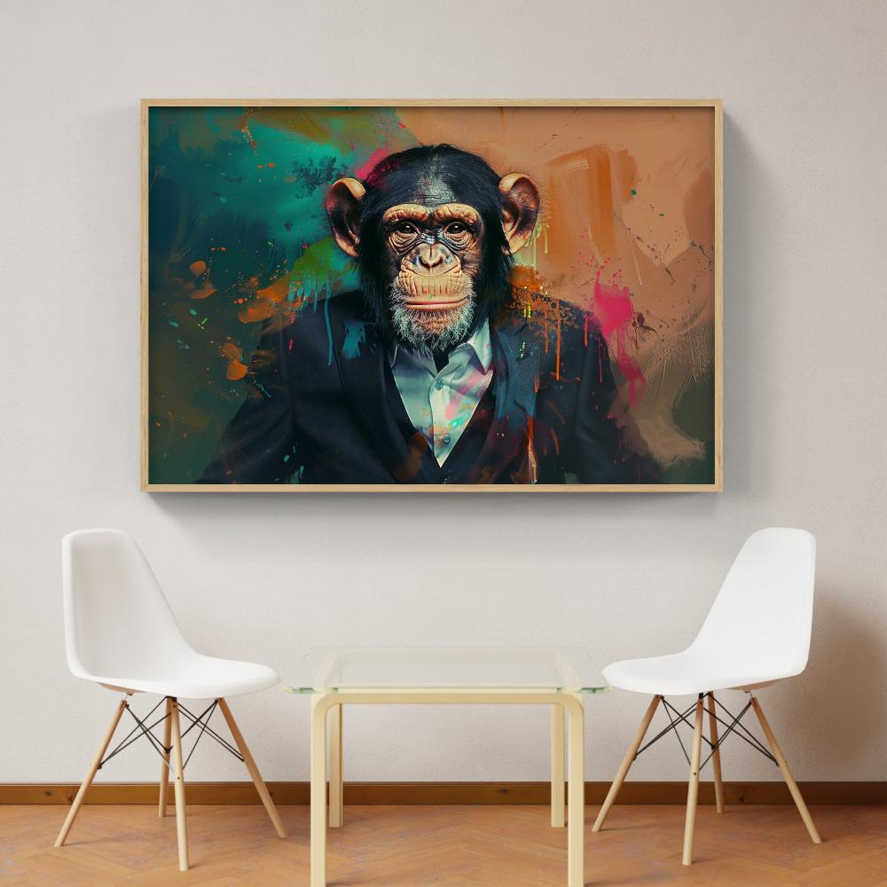 Touteladeco / Tableau Pop Art / Singe / Décoration Murale / Moderne / Pop Art / Couleur / Graffiti / Toile / Tableau / Cadeau / Businessman / Costume