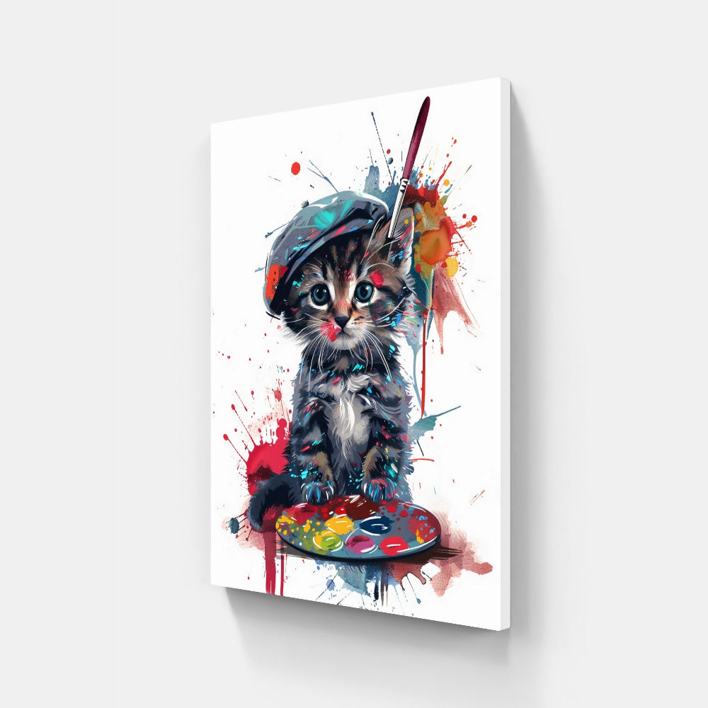 Toile - Animaux - Pop Art - Chat Peintre