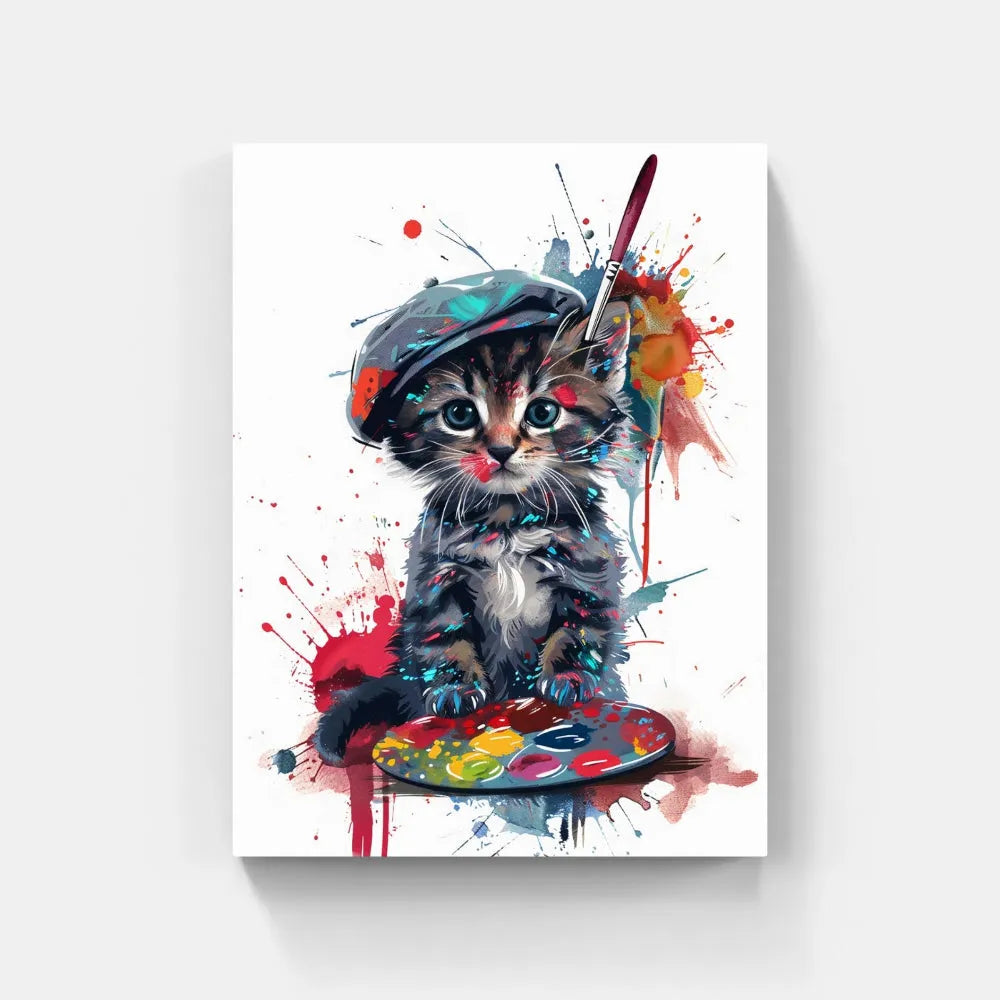 Toile - Animaux - Pop Art - Chat Peintre