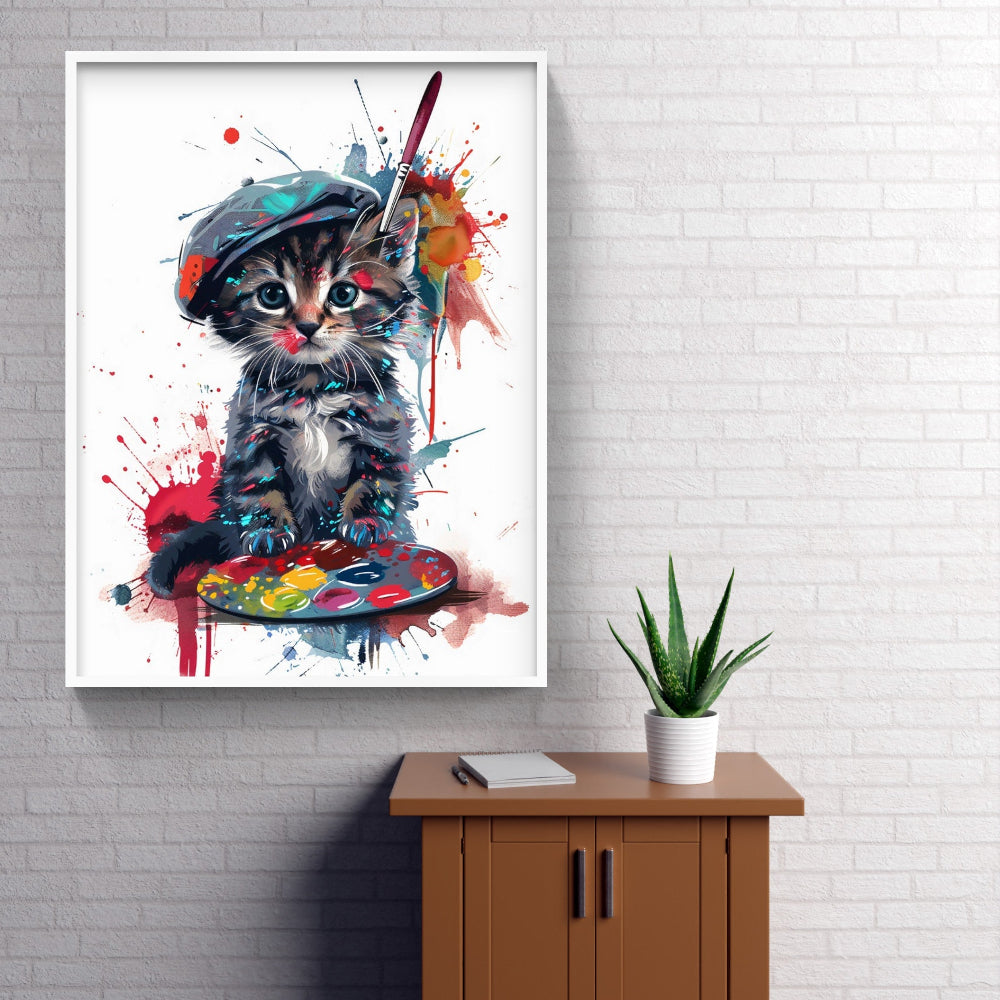 Toile - Animaux - Pop Art - Chat Peintre
