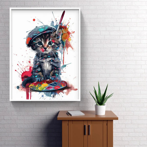Toile - Animaux - Pop Art - Chat Peintre