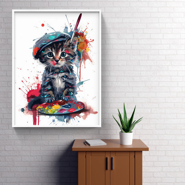 Toile - Animaux - Pop Art - Chat Peintre