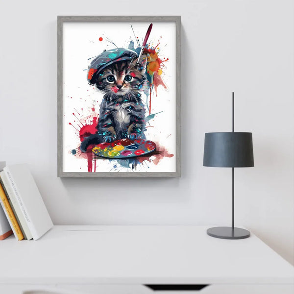 Toile - Animaux - Pop Art - Chat Peintre