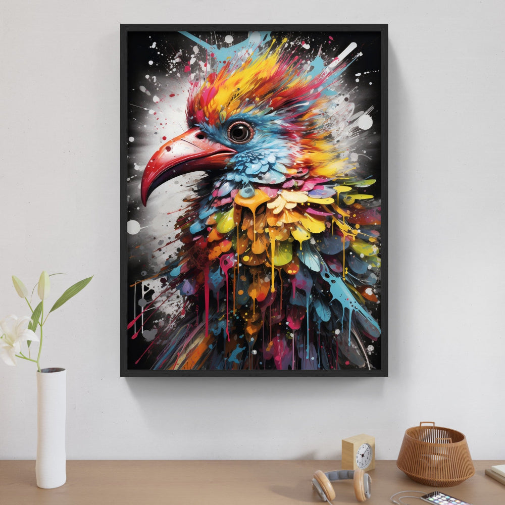 Touteladeco / Toile / Tableau / tableau oiseau pop art / oiseau exotique coloré / art animalier moderne / décoration murale tropicale / explosion de couleurs / style graffiti artistique / oiseau multicolore stylisé / peinture vibrante et expressive / déco originale et vive / impression sur toile