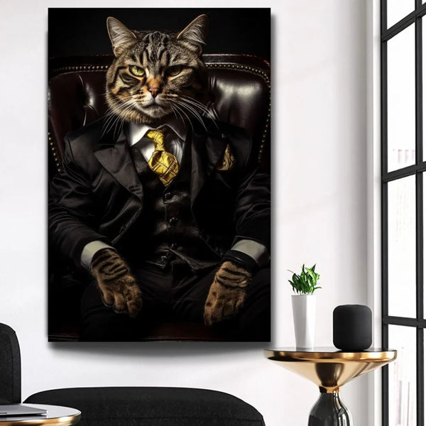 Touteladeco / Tableau Pop Art / Animaux / Chat / Décoration Murale / Décoration de maison / Moderne
