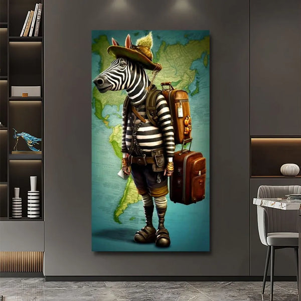 Touteladeco / Animaux / Zèbre / Voyageur / Globetrotteur / Décoration Murale / Décoration de maison / Moderne