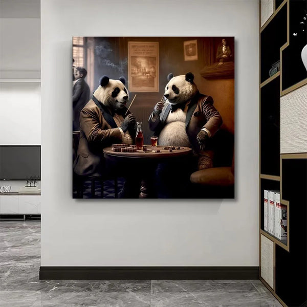 Touteladeco / Tableau Pop Art / Animaux / Panda / Décoration Murale / Décoration de maison / Moderne / Poker / Toile