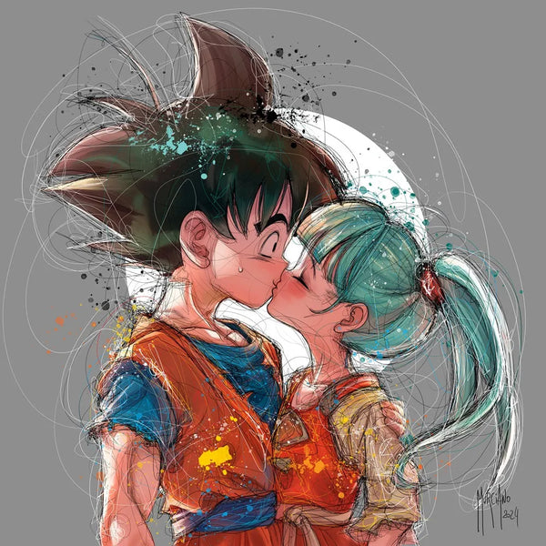 Touteladeco / toile / Tableau / Manga / Anime / Dragon Ball / DBZ / Patrice Murciano / Decoration / Idee Cadeau / Anniversaire / Sangoku / Songoku / Ramen / Decoration Murale / Salon / Chambre / Shenron / Boule de Cristale / PIccolo / Petit Coeur / Bisous