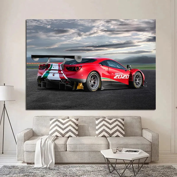Touteladeco / Tableau Art / Voiture / Ferrari 488 GT3 EVO / Décoration Murale / Décoration de maison / Moderne
