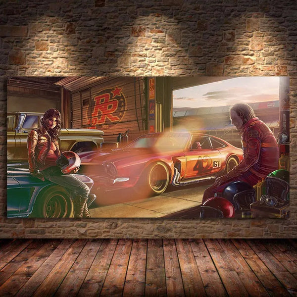 Touteladeco / Tableau Art / Voiture / Ferrari Classic Racing / Décoration Murale / Décoration de maison / Moderne