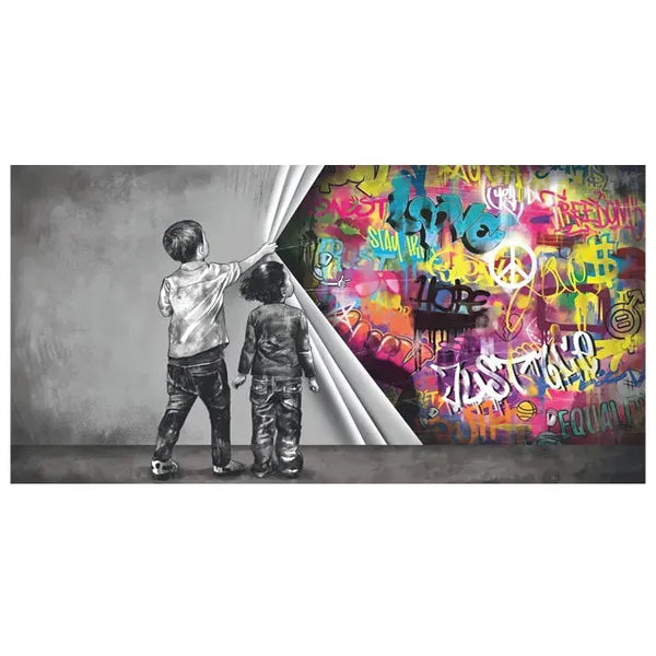 Touteladeco / Tableau Pop Art / Street Art / Banksy / Décoration Murale / Décoration de maison / Moderne / Graffiti / Mur
